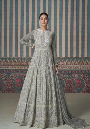 Picture of Exquisite Georgette Dark Grey Anarkali Salwar Kameez