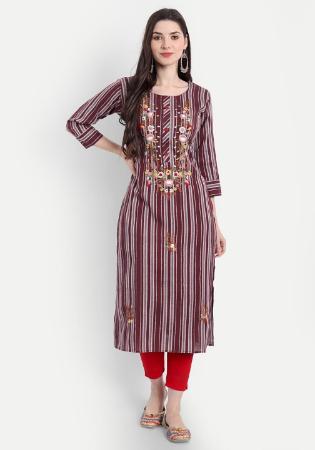 Picture of Fascinating Cotton Dark Olive Green Kurtis & Tunic