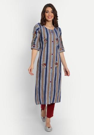 Picture of Fine Cotton Saddle Brown Kurtis & Tunic