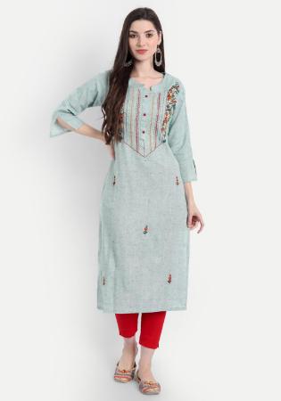 Picture of Sightly Cotton Light Steel Blue Kurtis & Tunic