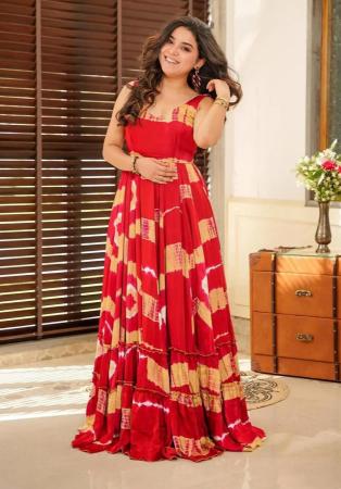 Picture of Sublime Rayon Fire Brick Readymade Gown