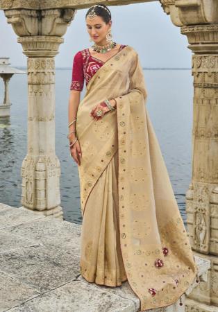 Picture of Charming Crepe & Satin Tan Saree