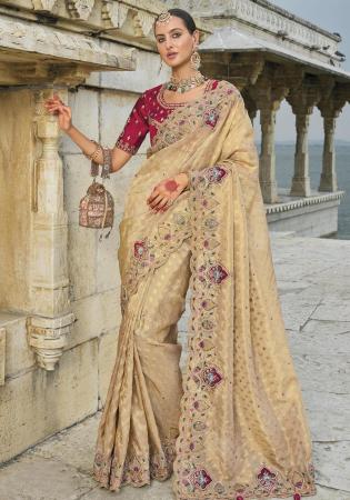 Picture of Taking Crepe & Satin Pale Golden Rod Saree