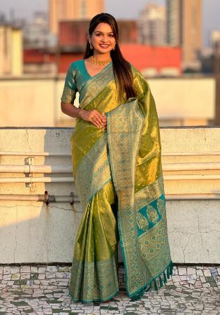 Picture of Good Looking Silk Lime Green Saree