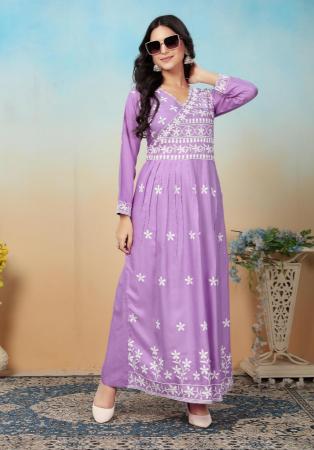 Picture of Fascinating Rayon Plum Kurtis & Tunic