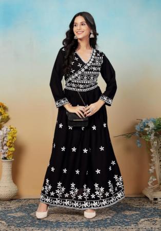 Picture of Appealing Rayon Black Kurtis & Tunic