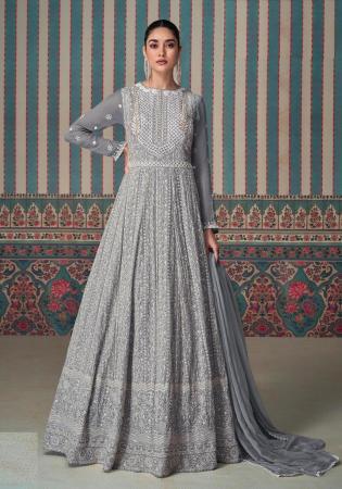 Picture of Nice Georgette Dark Grey Anarkali Salwar Kameez