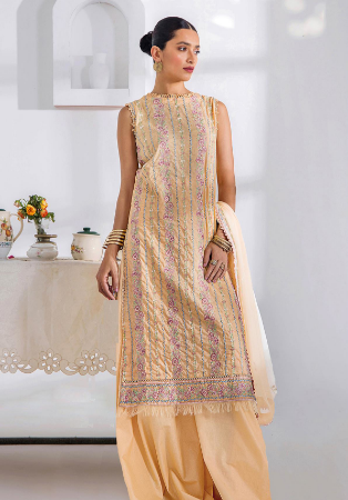 Picture of Magnificent Cotton Tan Straight Cut Salwar Kameez