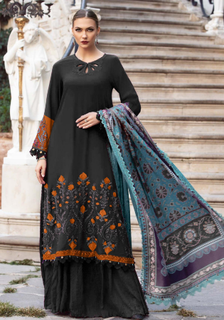 Picture of Alluring Rayon Black Straight Cut Salwar Kameez