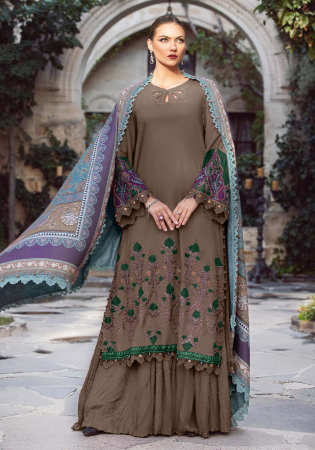 Picture of Wonderful Rayon Rosy Brown Straight Cut Salwar Kameez