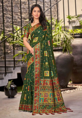 Picture of Enticing Cotton & Silk Sea Green Saree