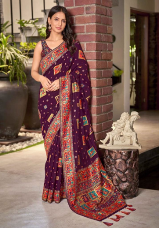 Picture of Ravishing Cotton & Silk Saddle Brown Saree