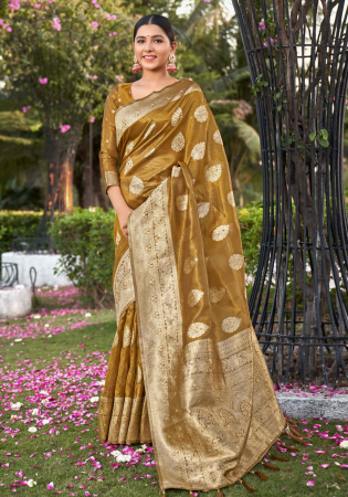 Picture of Pretty Silk Saddle Brown Saree