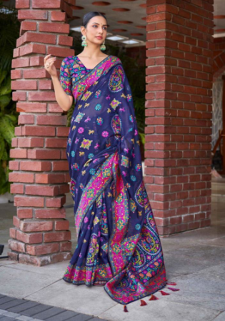 Picture of Exquisite Cotton & Silk Dark Slate Blue Saree