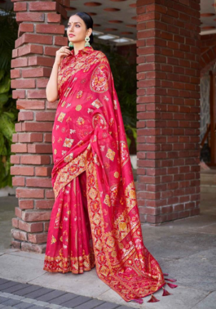 Picture of Amazing Cotton & Silk Deep Pink Saree