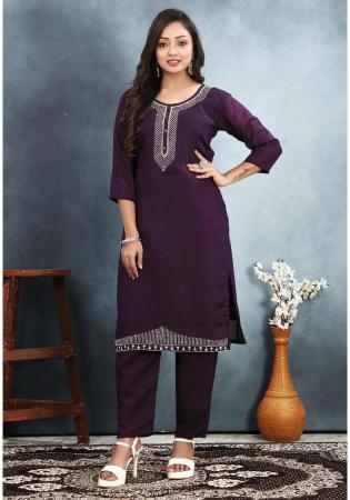 Picture of Good Looking Rayon & Silk Purple Kurtis And Tunic