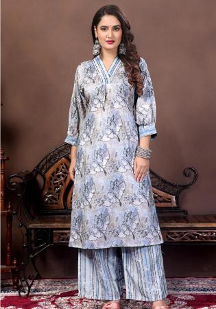 Picture of Good Looking Rayon & Silk Silver Kurtis And Tunic