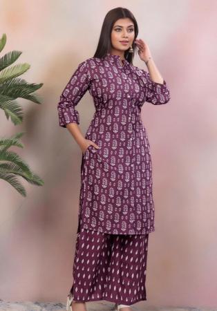 Picture of Classy Rayon & Silk Purple Kurtis And Tunic