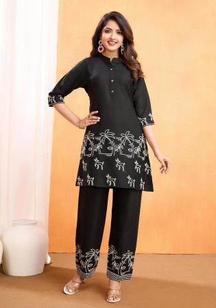 Picture of Nice Rayon & Silk Black Kurtis And Tunic