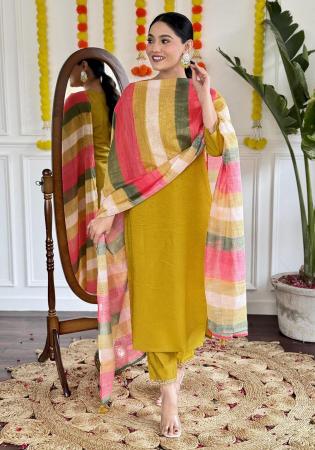 Picture of Bewitching Chiffon Dark Golden Rod Kurtas