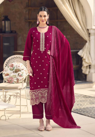 Picture of Sightly Silk Maroon Readymade Salwar Kameez