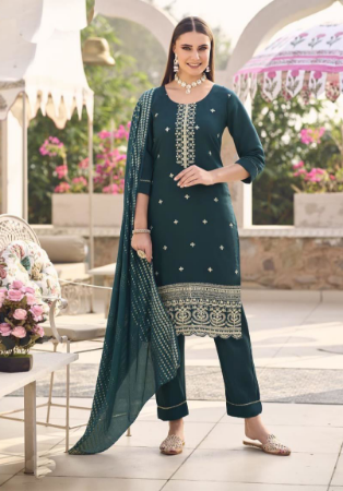 Picture of Ideal Silk Dark Slate Grey Readymade Salwar Kameez