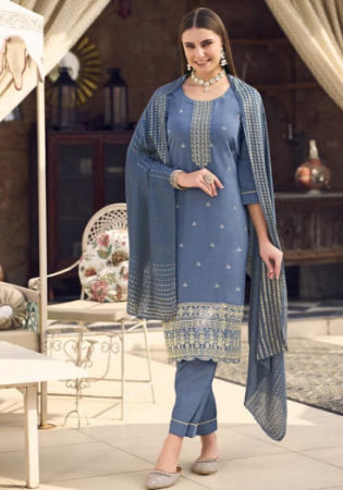 Picture of Sightly Silk Slate Grey Readymade Salwar Kameez