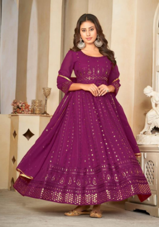 Picture of Exquisite Georgette Brown Anarkali Salwar Kameez