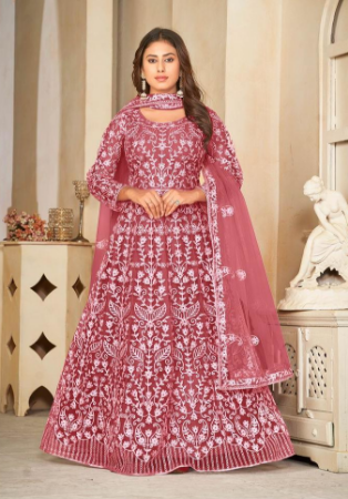 Picture of Admirable Net Plum Anarkali Salwar Kameez