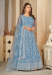 Picture of Excellent Net Steel Blue Anarkali Salwar Kameez