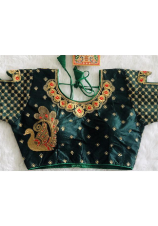 Picture of Admirable Silk Dark Green Designer Blouse