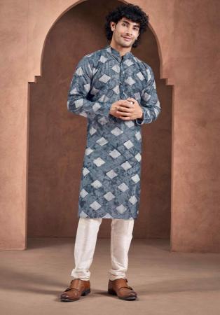 Picture of Amazing Chiffon & Silk Slate Grey Kurtas