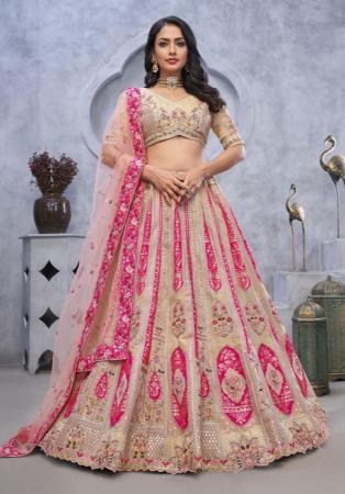 Picture of Shapely Silk & Organza Beige Lehenga Choli