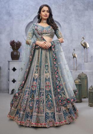 Picture of Silk & Organza Dark Slate Grey Lehenga Choli