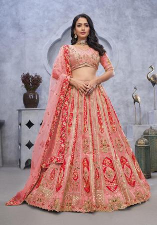 Picture of Silk & Organza Pale Violet Red Lehenga Choli