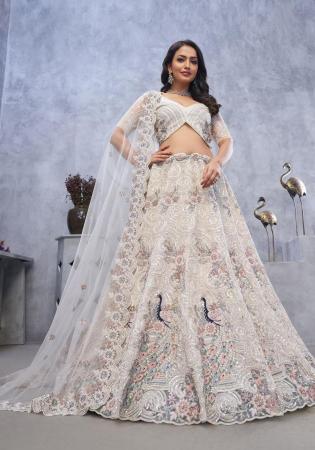 Picture of Silk & Organza Light Slate Grey Lehenga Choli