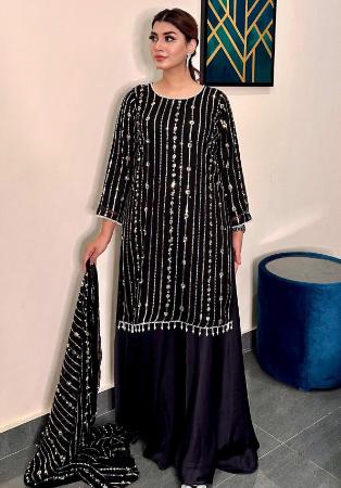 Picture of Comely Georgette Black Readymade Salwar Kameez