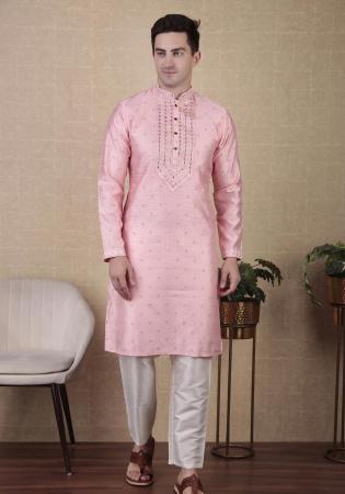 Picture of Statuesque Silk Pink Kurtas