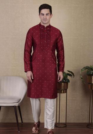 Picture of Ideal Silk Maroon Kurtas