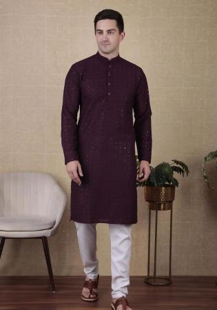 Picture of Magnificent Cotton & Silk Dark Olive Green Kurtas