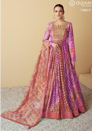 Picture of Well Formed Organza Brown Anarkali Salwar Kameez