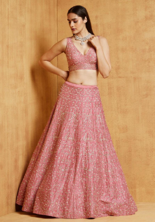 Picture of Exquisite Georgette Pale Violet Red Lehenga Choli