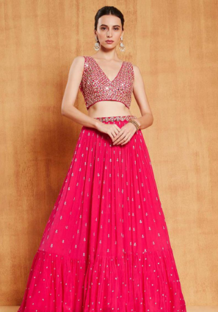 Picture of Resplendent Georgette Salmon Lehenga Choli