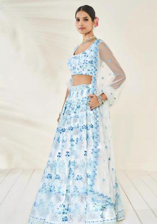 Picture of Comely Georgette Light Steel Blue Lehenga Choli