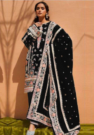 Picture of Shapely Rayon Black Straight Cut Salwar Kameez