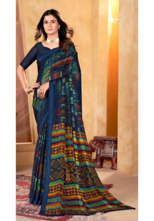 Picture of Shapely Chiffon Midnight Blue Saree