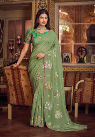 Picture of Sublime Chiffon Dark Sea Green Saree