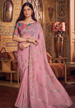 Picture of Charming Chiffon Pale Violet Red Saree