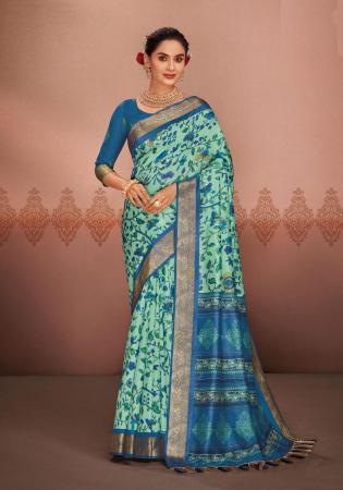 Picture of Nice Silk Dark Sea Green Saree