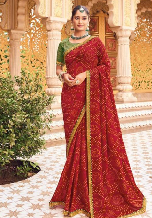 Picture of Classy Georgette Dark Red Saree